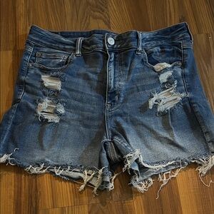 American Eagle Outfitters Blue Distressed Jean Shorts